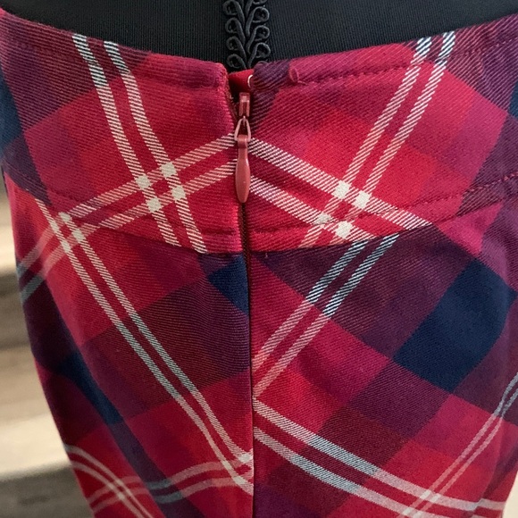 Free People Plaid Pencil Skirt in Red and Blue - Picture 2 of 11